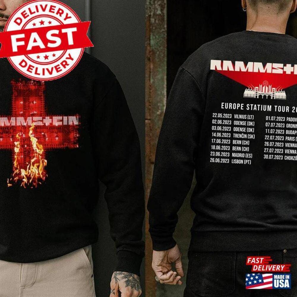 Rammstein Stadium Europe Tour Shirt Sweatshirt Classic 2 Sided